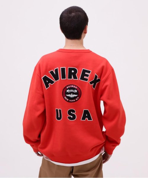 AVIREX(AVIREX)/VARSITY LOGO CREW NECK SWEAT /バーシティ ロゴ クルーネック スウェ/オレンジ