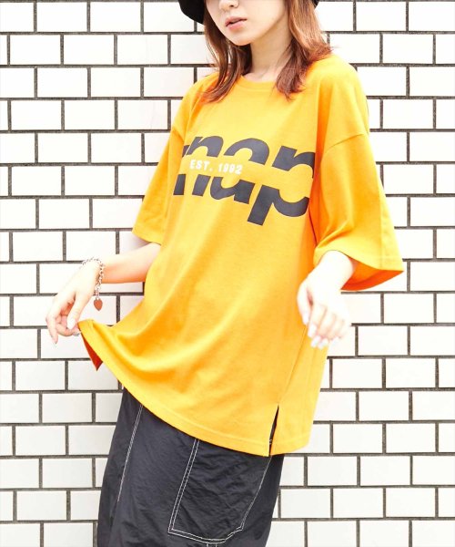 ANAP(アナップ)/anapロゴ配色プリントTシャツ/オレンジ