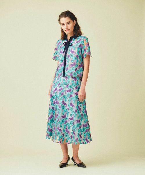 フラワーモチーフフレアスカート 