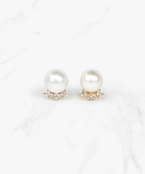 TOCCA(TOCCA)/【WEB限定】FRILL DIAMOND PEARL PIERCED EARRINGS K10ゴールド 淡水パール ダイヤモンドピアス/イエローゴールド系