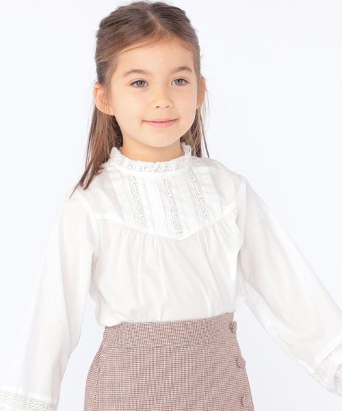 SHIPS KIDS:100～130cm / レース ピンタック 長袖 ブラウス(505426585 