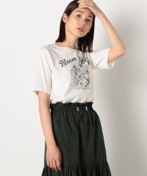 COMME CA ISM (コムサイズム（レディス）)/ヴィンテージ風　５分袖プリントＴシャツ/ホワイト