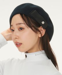 LANVIN SPORT(ランバン スポール)/グログランリボン付きベレー帽/ブラック×ネイビー