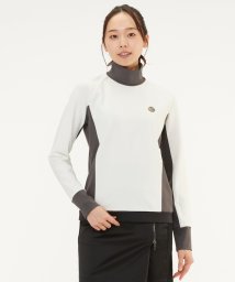 LANVIN SPORT(ランバン スポール)/ブロッキングデザインハイネックシャツ/ホワイト×グレー