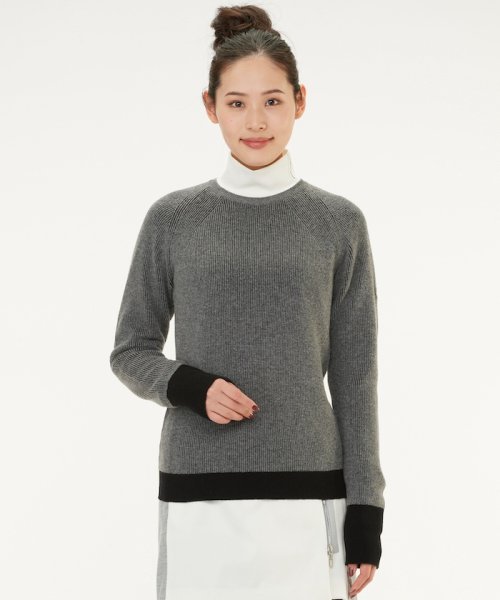 カシミヤ×ポリエステルクルーネックセーター 