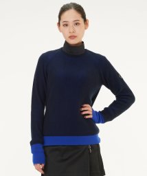 LANVIN SPORT(ランバン スポール)/カシミヤ×ポリエステルクルーネックセーター/ネイビー×ブルー