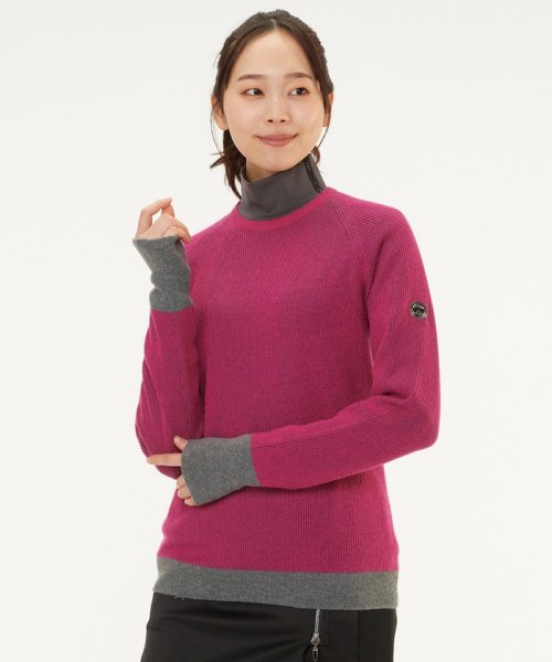 カシミヤ×ポリエステルクルーネックセーター 