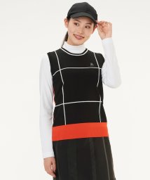 LANVIN SPORT(ランバン スポール)/クルーネック柄物ニットベスト【アウトレット】/ブラック