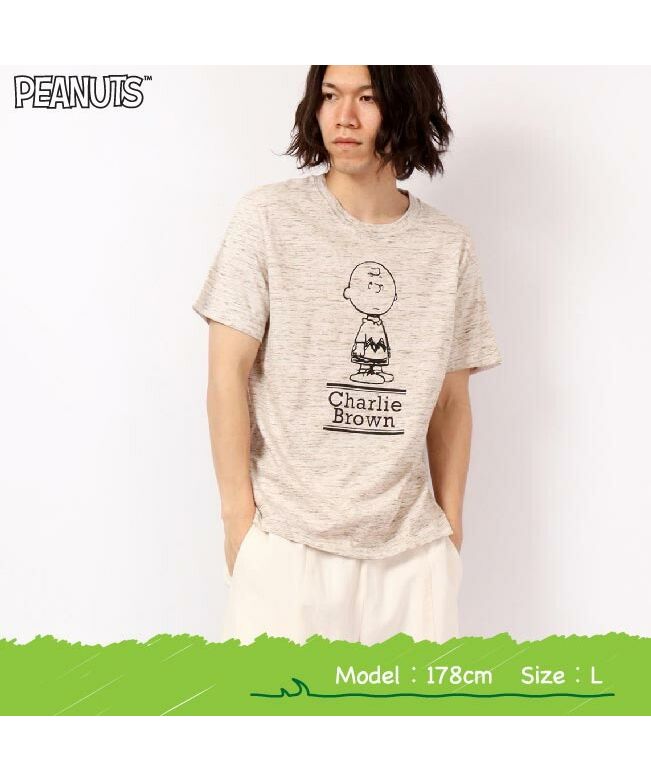 スヌーピー メランジ Tシャツ 半袖 PEANUTS 杢カラー キャラクター プリント