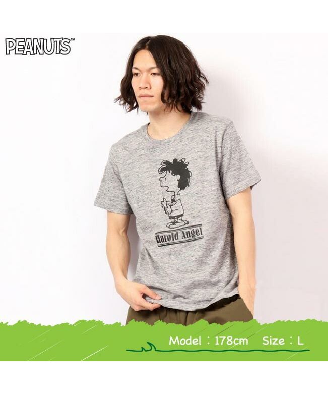 スヌーピー メランジ Tシャツ 半袖 PEANUTS 杢カラー キャラクター プリント