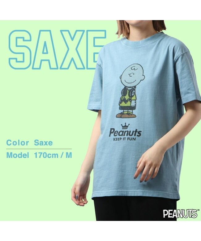 チャーリー ブラウン 半袖 Tシャツ ピグメント 音楽 ヘッドフォン 夏 フェス サークル ストリート メンズ レディース スヌーピー SNOOPY BIG 大