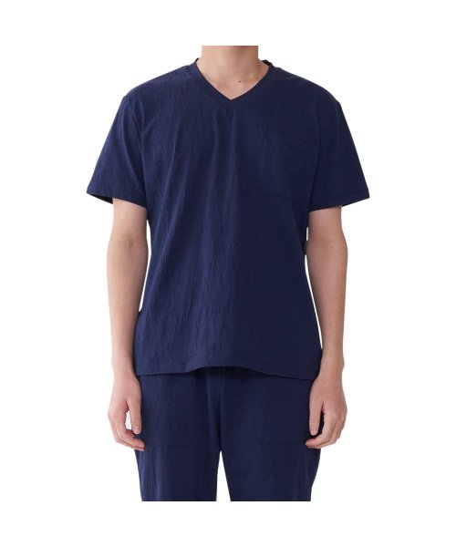 EPOCA UOMO(エポカ ウォモ)/エポカ ウォモ EPOCA UOMO Tシャツ 半袖 インナーシャツ ホームウェア ルームウェア メンズ ジャガード V NECK SHIRT グレー ネイビー/ネイビー