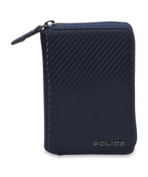 POLICE(ポリス)/ポリス POLICE ラウンドショートウォレット 財布 二つ折り メンズ 本革 ラウンドファスナー ROUND SHORT WALLET ブラック 黒 PA－7/ネイビー