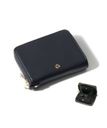 G1990(ジーイチキュウキュウゼロ)/財布 G1990 Solace ソレス ROUND ZIP FOLDED WALLET FRACTALE CALTUS 二つ折り財布 レザー B01003－02/ネイビー