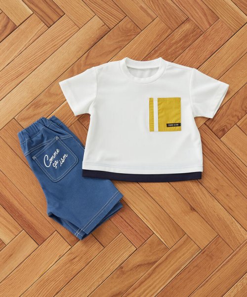 COMME CA ISM KIDS(コムサイズム（キッズ）)/ビッグポケット　半袖Tシャツ(80・90cm)/ホワイト