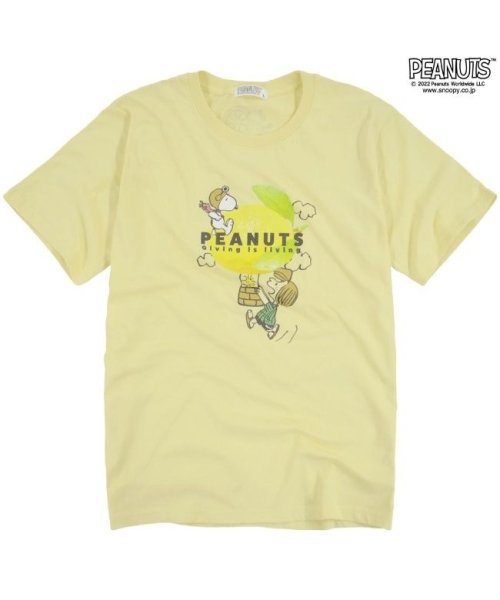  PEANUTS( ピーナッツ)/スヌーピー Tシャツ フルーツ 半袖 レモン ペパーミントパティ プリント  PEANUT/クリーム