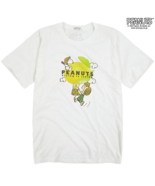  PEANUTS( ピーナッツ)/スヌーピー Tシャツ フルーツ 半袖 レモン ペパーミントパティ プリント  PEANUT/オフホワイト