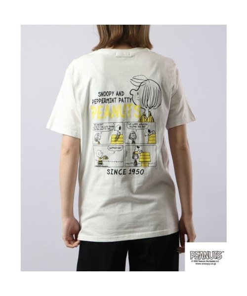  PEANUTS( ピーナッツ)/スヌーピー  Tシャツ ペパーミントパティ 半袖 ワンポイント 刺繍 バック プリントSNOOPY PEANUTS/オフホワイト