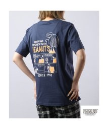  PEANUTS( ピーナッツ)/スヌーピー  Tシャツ ペパーミントパティ 半袖 ワンポイント 刺繍 バック プリントSNOOPY PEANUTS/ネイビー