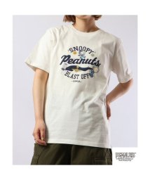  PEANUTS( ピーナッツ)/スヌーピー チャーリーブラウン Tシャツシャツ 半袖 ロゴ 野球 宇宙 プリント SNOOPY PEANUTS/オフホワイト