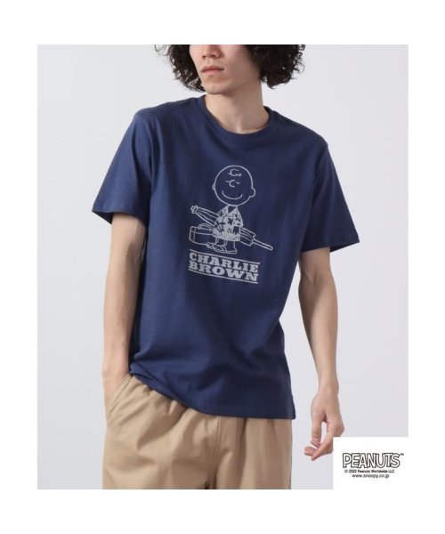  PEANUTS( ピーナッツ)/チャーリーブラウン ウッドストック Tシャツ トップス 半袖 ハワイアン SNOOPY PEANUTS/ネイビー
