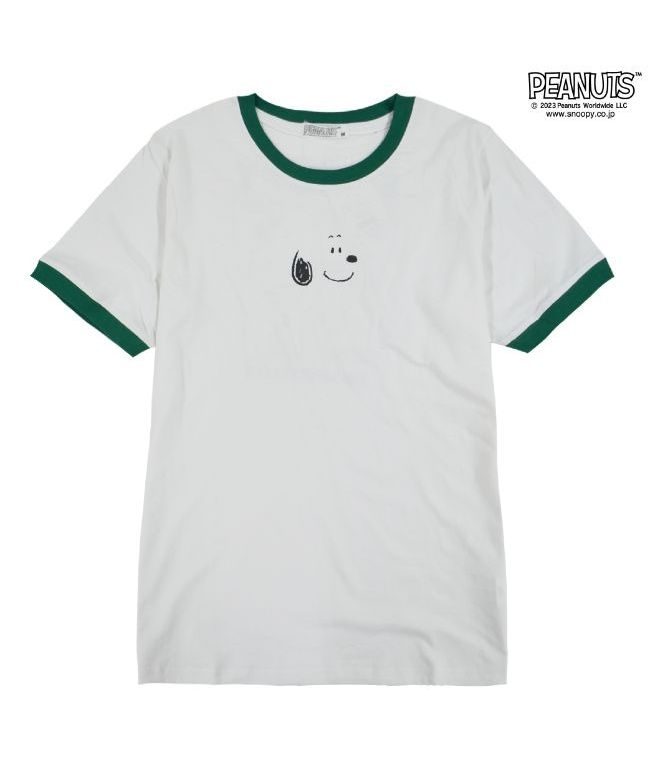 スヌーピー Tシャツ トップス リンガーTシャツ 半袖 プリント SNOOPY PEANUTS