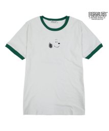  PEANUTS( ピーナッツ)/スヌーピー  Tシャツ トップス リンガーTシャツ 半袖 プリント SNOOPY PEANUTS/ホワイト