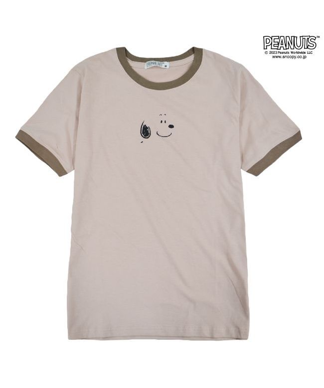 スヌーピー Tシャツ トップス リンガーTシャツ 半袖 プリント SNOOPY