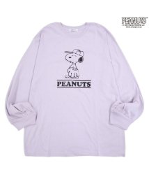  PEANUTS( ピーナッツ)/スヌーピー バルーン 袖 ビッグシルエット プリント Tシャツ/ラベンダー