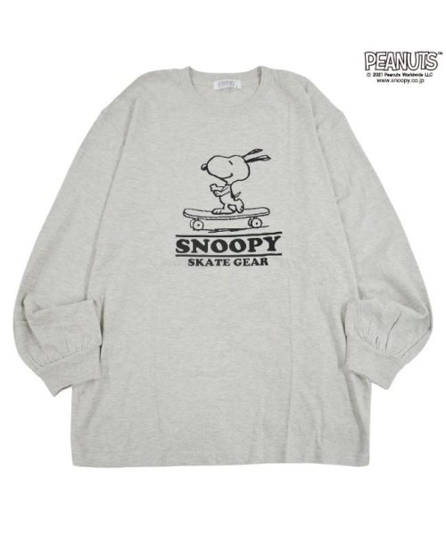  PEANUTS( ピーナッツ)/スヌーピー バルーン 袖 ビッグシルエット プリント Tシャツ/ライトベージュ