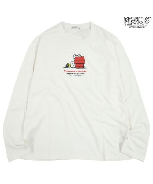  PEANUTS( ピーナッツ)/スヌーピー Tシャツ 長袖 刺繍 チャリーブラウン PEANUTS SNOOPY/オフホワイト