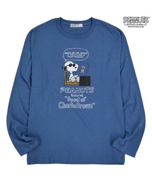  PEANUTS( ピーナッツ)/スヌーピー Tシャツ ロンT プリント フライングエース SNOOPY PEANUTS/ブルー