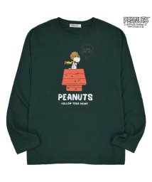  PEANUTS( ピーナッツ)/スヌーピー Tシャツ ロンT プリント フライングエース SNOOPY PEANUTS/ダークグリーン