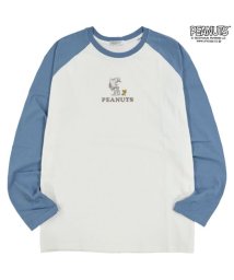  PEANUTS( ピーナッツ)/スヌーピー Tシャツ ロンT  刺繍 ラグラン SNOOPY PEANUTS/オフホワイト系1