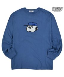  PEANUTS( ピーナッツ)/スヌーピー オラフ Tシャツ ロンT バルーン シルエット 刺繍 SNOOPY PEANUTS/ブルー