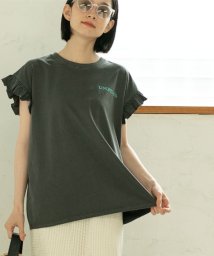 coen(coen)/ピグメント袖フリルツアーTシャツ/DKGRAY