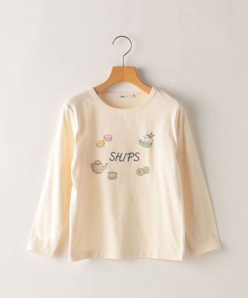 SHIPS KIDS(シップスキッズ)/SHIPS KIDS:80～90cm / アフタヌーンティー モチーフ 長袖 TEE/オフホワイト