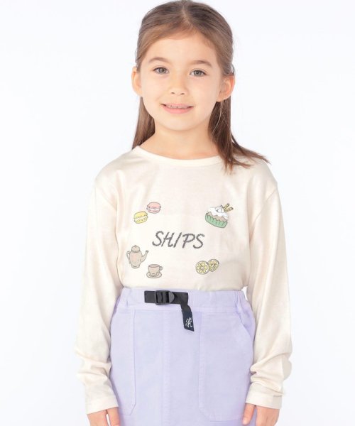 SHIPS KIDS(シップスキッズ)/SHIPS KIDS:100～130cm / アフタヌーンティー モチーフ 長袖 TEE/オフホワイト