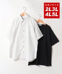 MARUKAWA(大きいサイズのマルカワ)/大きいサイズ 2L 3L 4L 5L アムンゼンシャツ＆半袖Tシャツ /セット商品 メンズ ビッグサイズ インナー 半袖シャツ/ホワイト