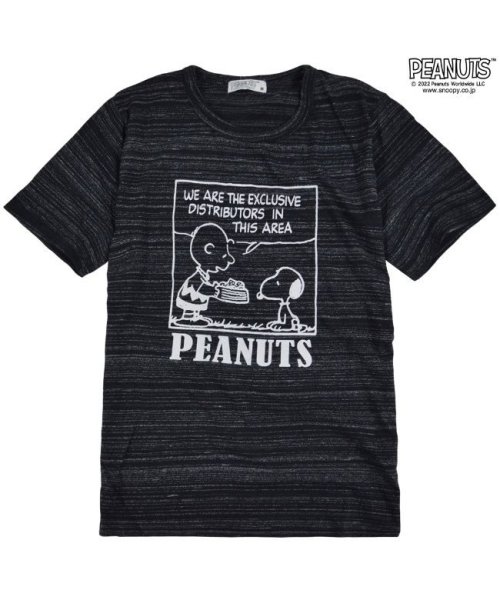  PEANUTS( ピーナッツ)/スヌーピー Tシャツ 半袖 メンズ プリント SNOOPY PEANUTS/ブラック