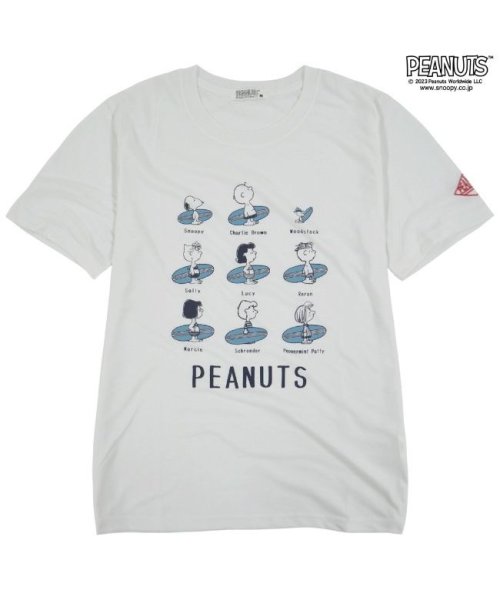  PEANUTS( ピーナッツ)/スヌーピー Tシャツ 半袖 トップス プリント スケボー サーフ 兄弟 友達 SNOOPY PEANUTS/ホワイト