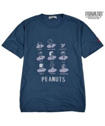  PEANUTS( ピーナッツ)/スヌーピー Tシャツ 半袖 トップス プリント スケボー サーフ 兄弟 友達 SNOOPY PEANUTS/ブルー