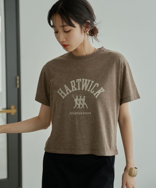 coen(coen)/レトロスポーツプリントTシャツ/DK.BROWN