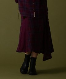 AVIREX(AVIREX)/《直営店限定》DOUBLE GAUZE MULTI CHECK SKIRT/ ダブルガーゼ マルチチェックスカート/ダークレッド4