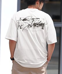 LUXSTYLE(ラグスタイル)/ガールズプリントロゴ刺繍半袖Tシャツ/Tシャツ メンズ 半袖 ガール フォト プリント ロゴ 刺繍 ビッグシルエット/オフホワイト