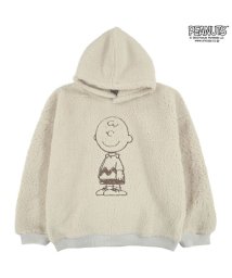  PEANUTS/スヌーピー チャーリーブラウン パーカー 刺繍 BIG シルエット 長袖 ボア フリース SNOOPY PEANUTS M L/505417322