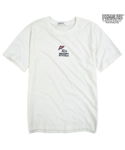  PEANUTS( ピーナッツ)/スヌーピー Tシャツ 半袖 レディース 刺繍 ハワイアン SNOOPY PEANUTS/オフホワイト
