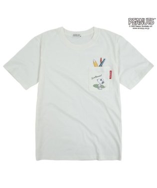  PEANUTS/スヌーピー レディース Tシャツ PEANUTS ポケット付き プリント 刺繍 サーフ ビーチ 夏 M L LL/505417416