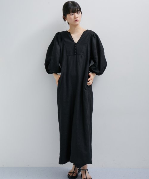 【逸品シリーズ】リネンボリュームスリーブワンピース 逸品シリーズ