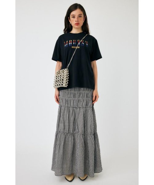 moussy(マウジー)/STRIPED MULTICOLOR MOUSSY Tシャツ/BLK
